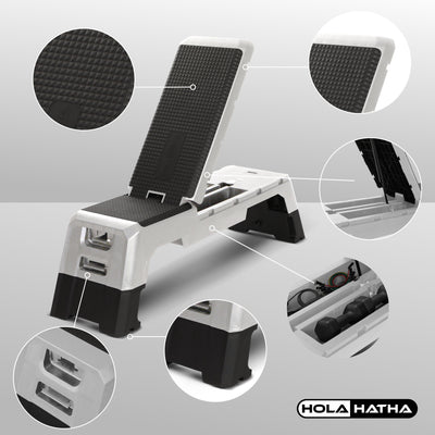 HolaHatha Multifunctional Fitness Aerobic Deck w/Storage, Silver (Open Box) - VMInnovations