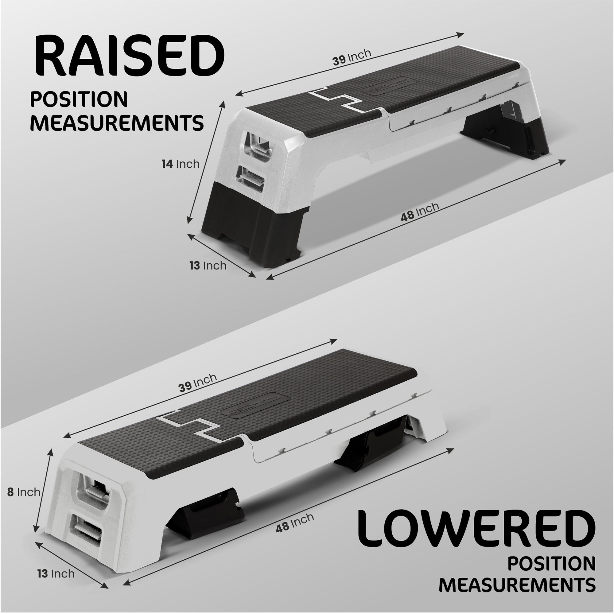 HolaHatha Adjustable Stepper, Fitness Aerobic Deck w/Storage Compartment, Silver - VMInnovations