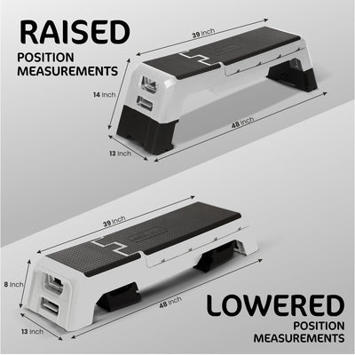 HolaHatha Adjustable Stepper, Fitness Aerobic Deck w/Storage Compartment, Silver - VMInnovations