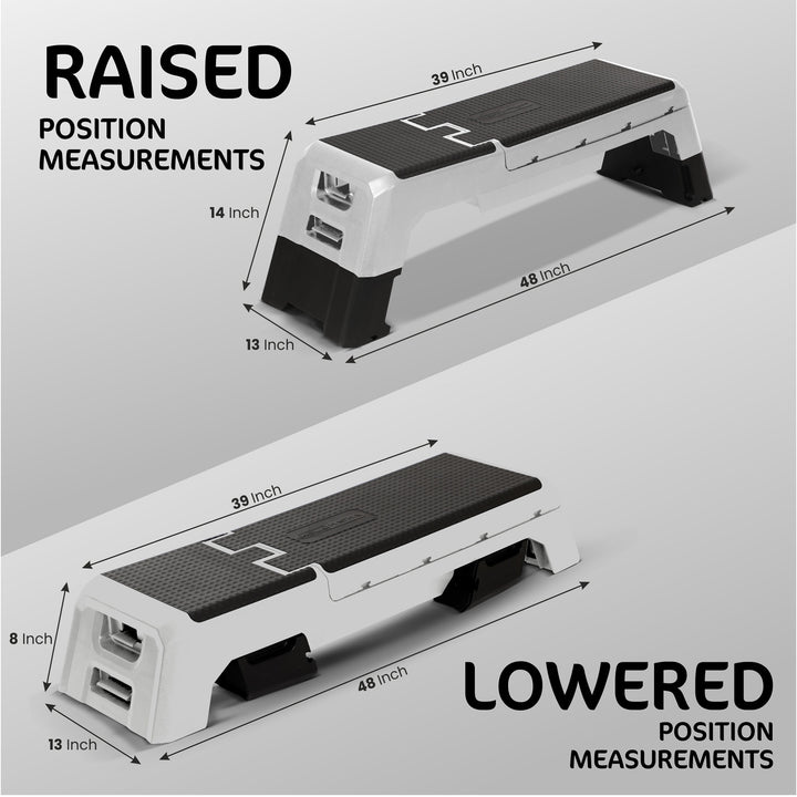 HolaHatha Adjustable Stepper, Fitness Aerobic Deck w/Storage Compartment, Silver