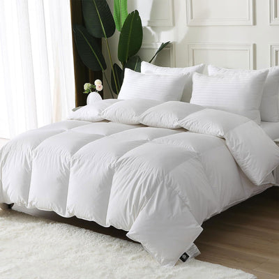 BPC 90 x 90” Queen Sized Lightweight All Season Feathers Down Comforter, White