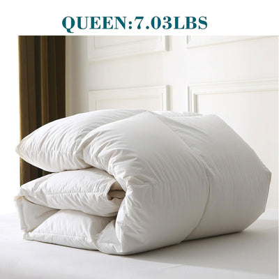 BPC 90x90” Queen Sized Lightweight Feathers Down Comforter, White (Open Box)