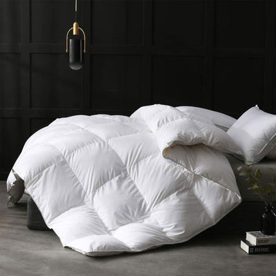 APSMILE Queen Size Heavyweight Feathers Down Poly Cotton Duvet Comforter, White