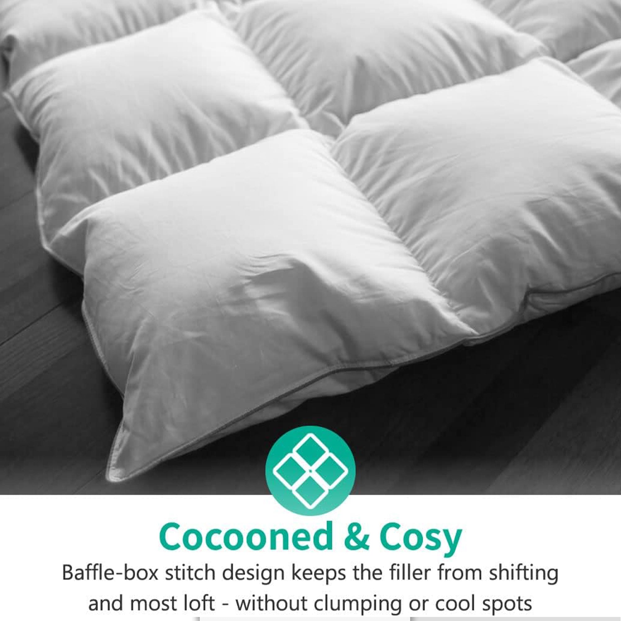 APSMILE King Size Heavyweight Feathers Down Poly Cotton Duvet Comforter, White - VMInnovations