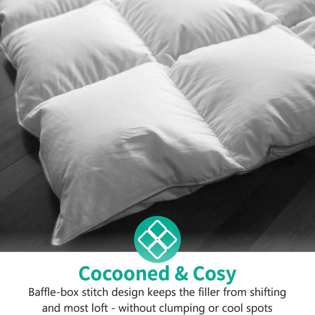 APSMILE 90 x 106 In King Sized Feathers Down Cotton Comforter, White (Open Box) - VMInnovations