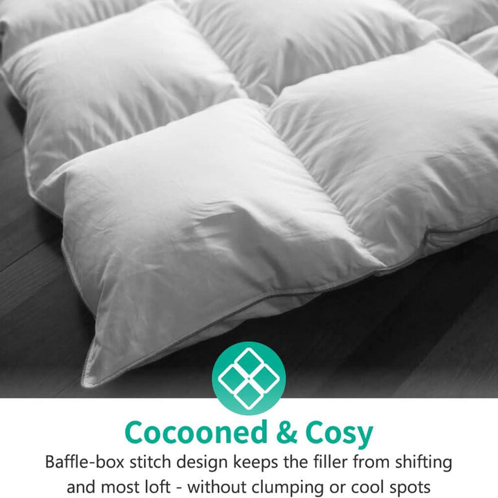 APSMILE 90 x 106 In King Sized Feathers Down Cotton Comforter, White (Open Box) - VMInnovations