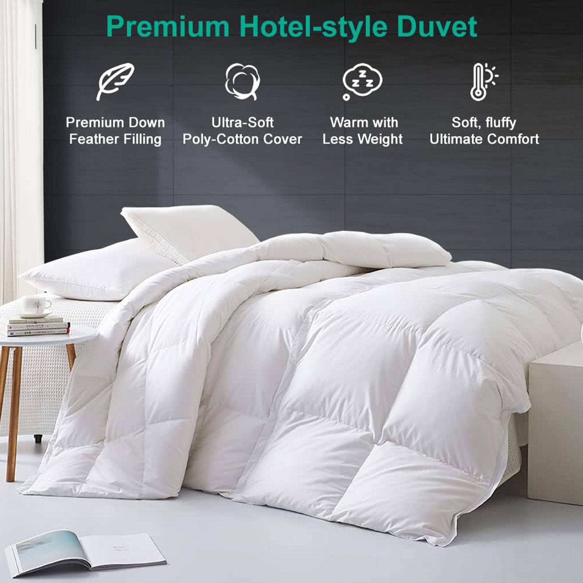 APSMILE 90 x 106 In King Sized Feathers Down Cotton Comforter, White (Open Box) - VMInnovations