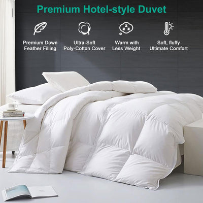 APSMILE 90 x 106 In King Sized Feathers Down Cotton Comforter, White (Open Box) - VMInnovations