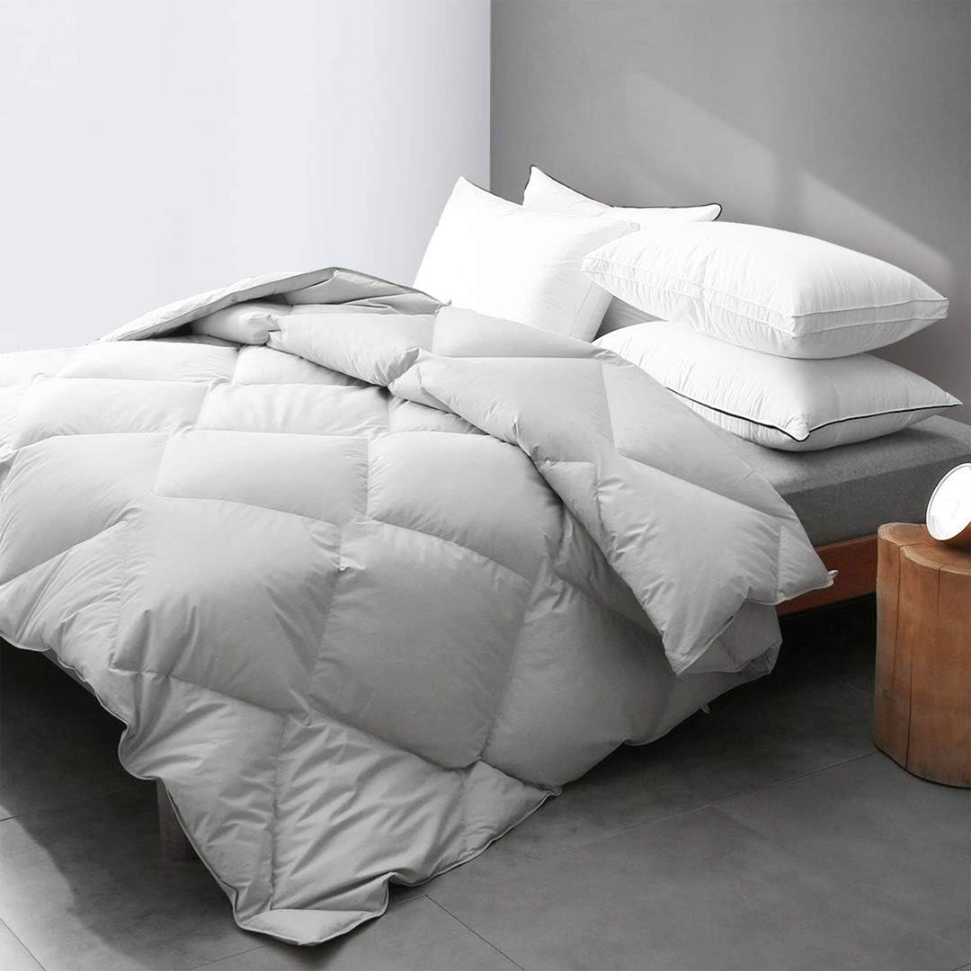 DWR Grey Feathers Down Comforter Duvet Insert with Ultra Soft Cotton (Open Box)