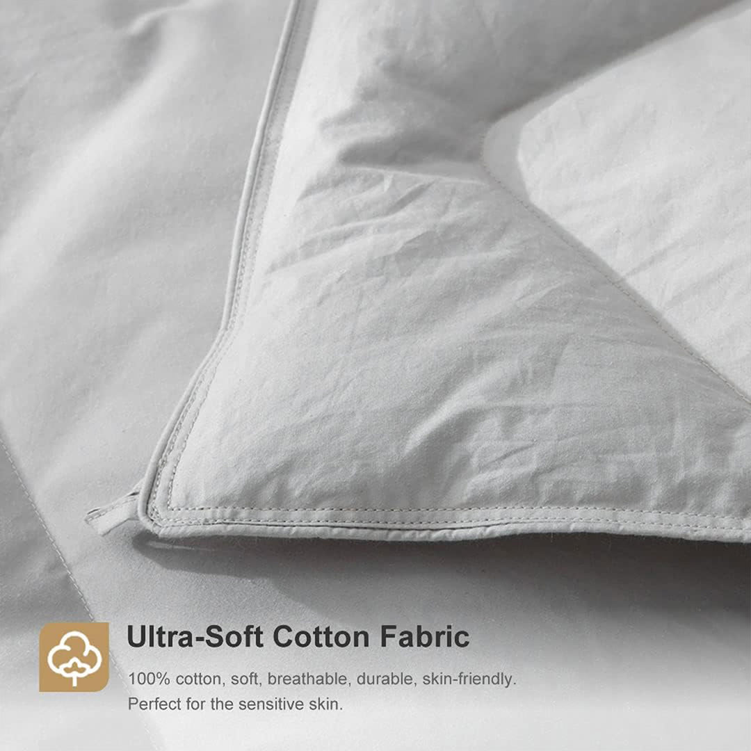 DWR Grey Feathers Down Comforter Duvet Insert with Ultra Soft Cotton (Open Box)