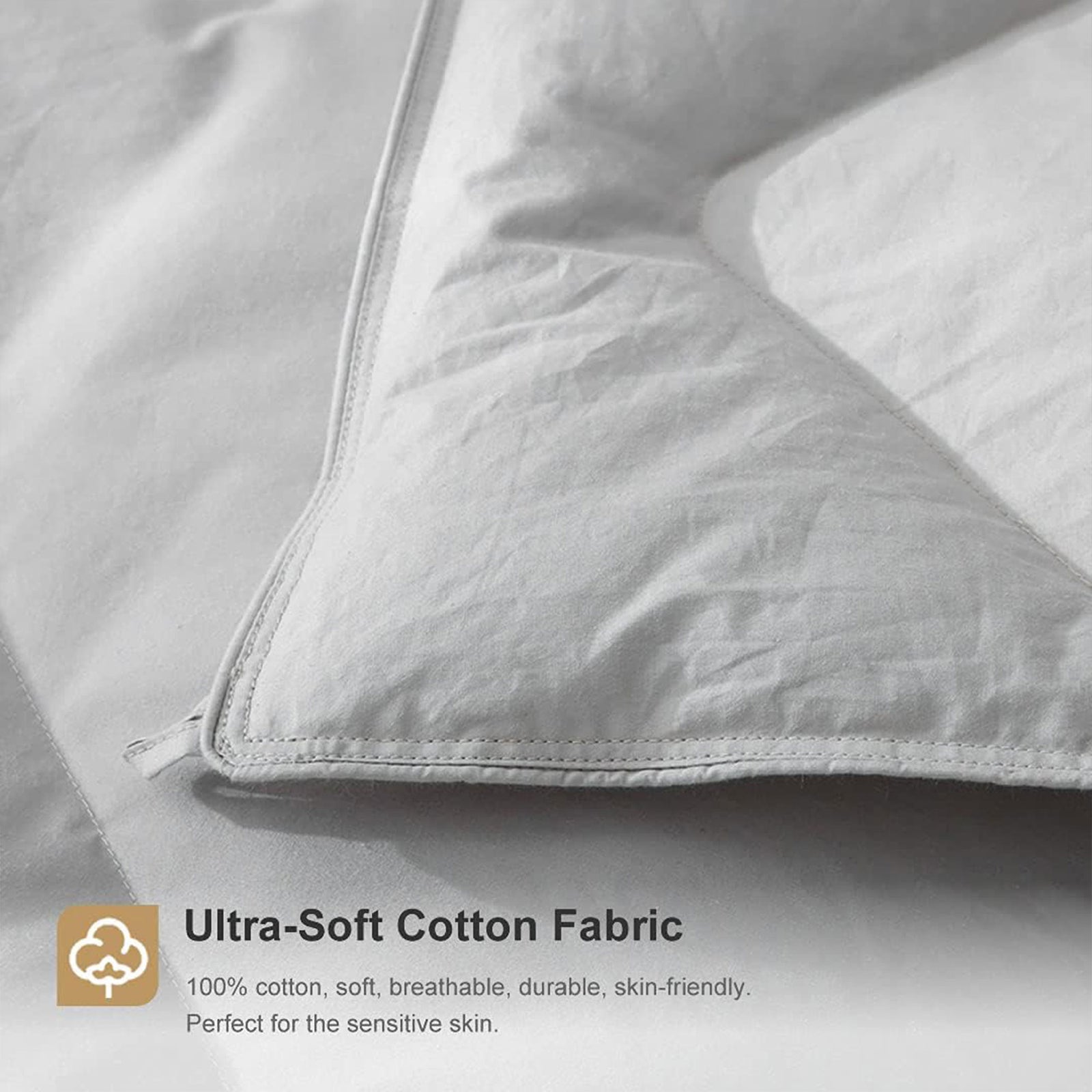 DWR Grey Feathers Down Comforter Duvet Insert with Ultra Soft Cotton (Open Box) - VMInnovations