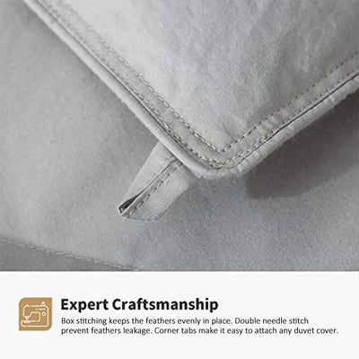DWR Grey Feathers Down Comforter Duvet Insert with Ultra Soft Cotton (Open Box) - VMInnovations