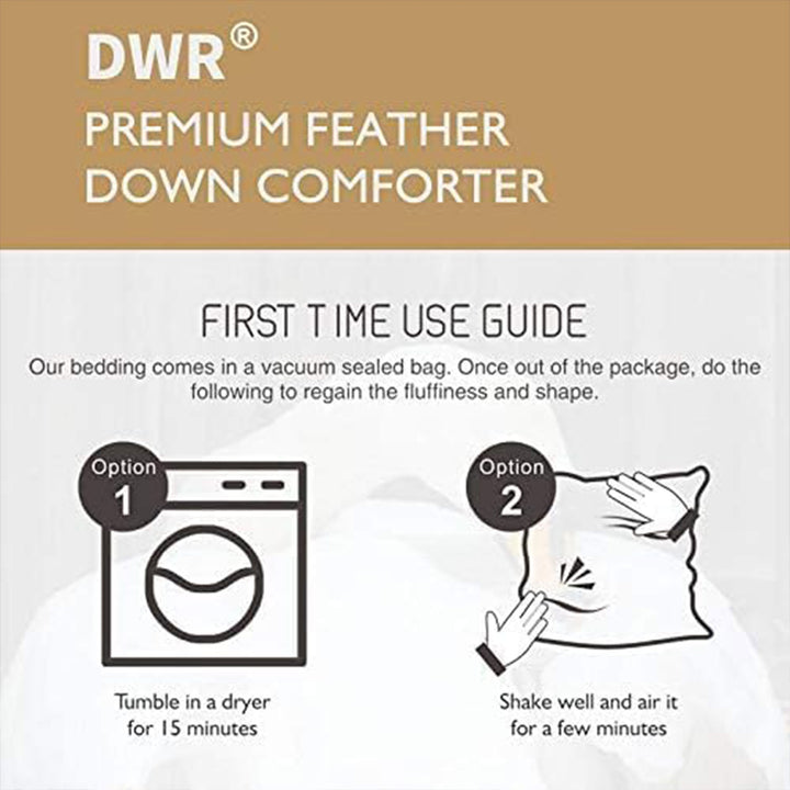 DWR Grey Feathers Down Comforter Duvet Insert with Ultra Soft Cotton (Open Box)