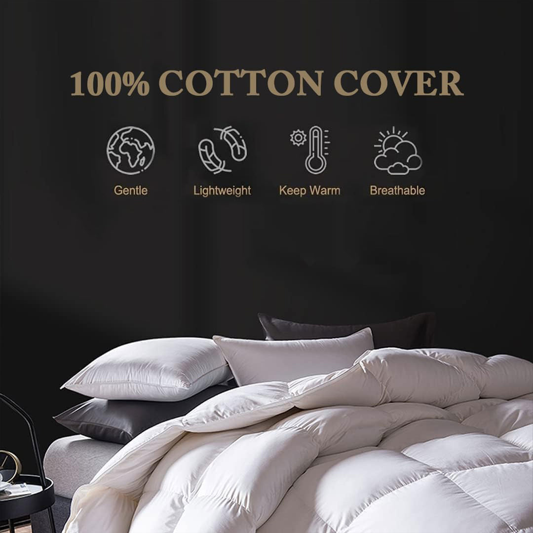 DWR Grey Feathers Down Comforter Duvet Insert with Ultra Soft Cotton (Open Box)