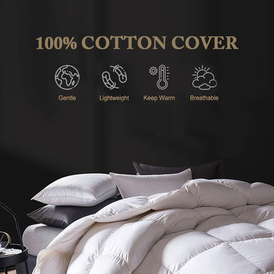DWR Grey Feathers Down Comforter Duvet Insert with Ultra Soft Cotton (Open Box) - VMInnovations