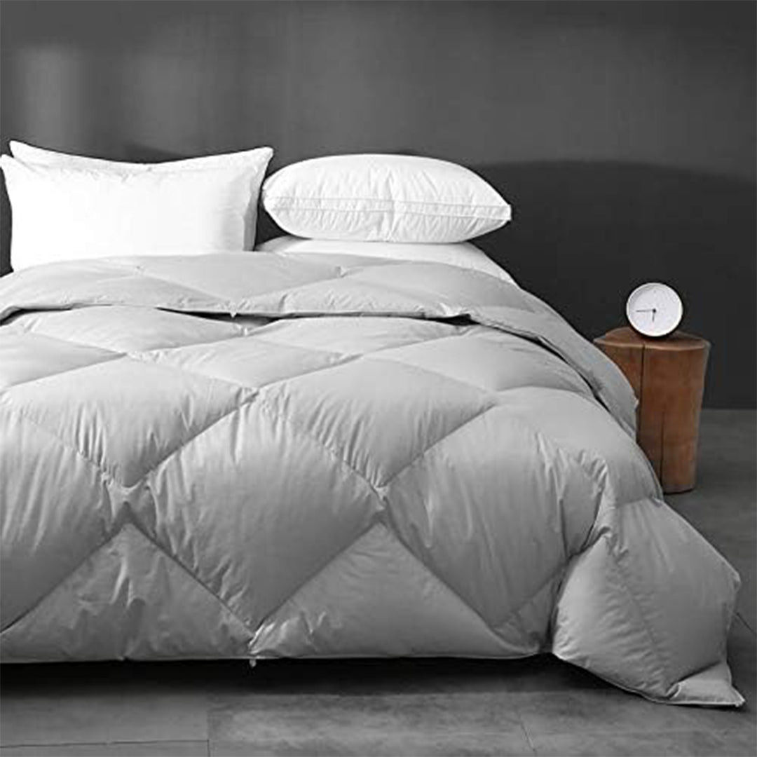 DWR Grey Feathers Down Comforter Duvet Insert with Ultra Soft Cotton (Open Box)