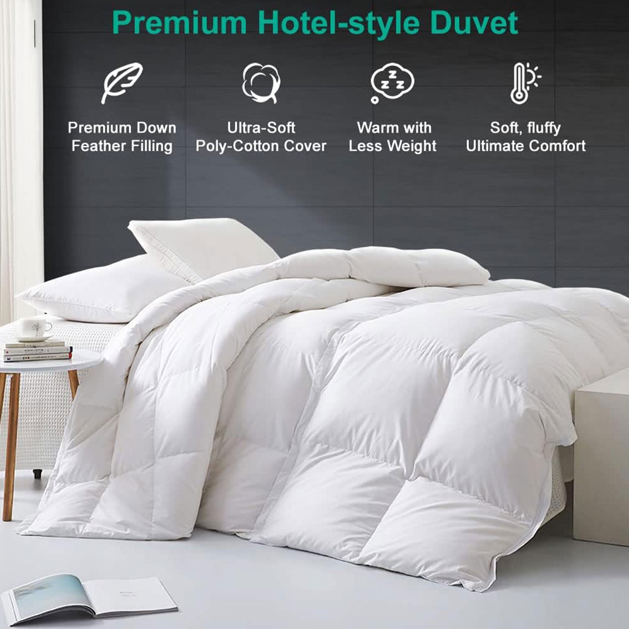 APSMILE Lightweight Feathers Down Full Queen Duvet Comforter, White (Open Box) - VMInnovations