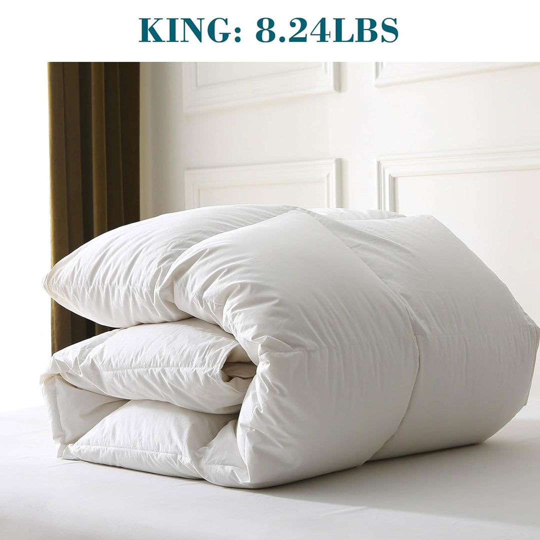 BPC 90x106 In King Sized Lightweight Feathers Down Comforter, White (Used)