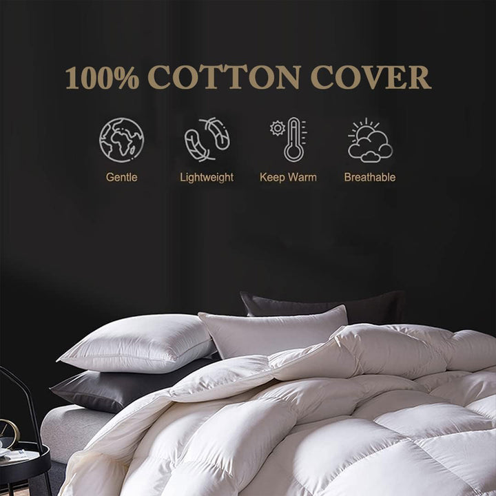 DWR Twin Sized 68 x 90” Breathable Duvet Insert for All Season Bedding, White