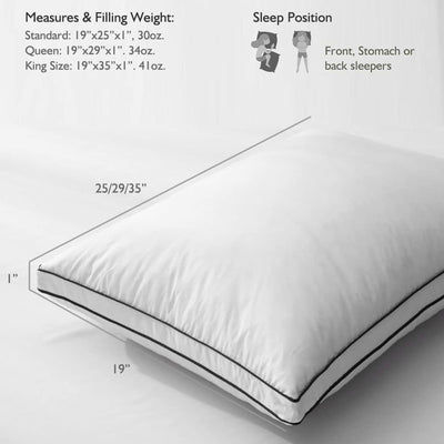 APSMILE Goose Feathers & Down Pillow w/Gusseted Pillow Inserts (Open Box) - VMInnovations