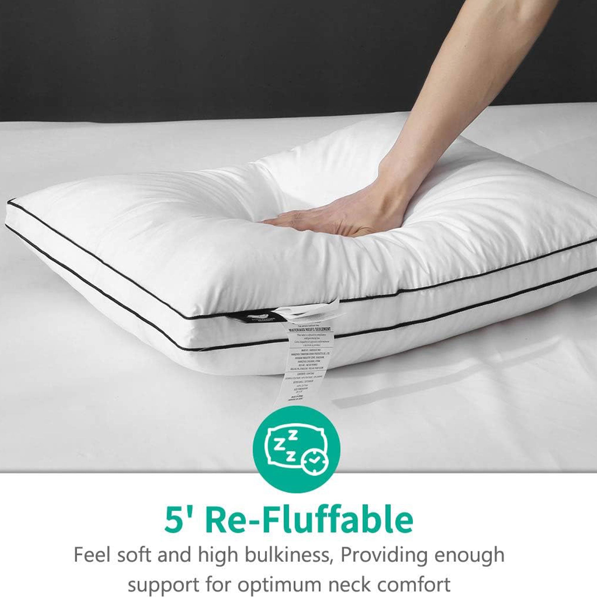 APSMILE Goose Feathers & Down Pillow w/Gusseted Pillow Inserts (Open Box) - VMInnovations