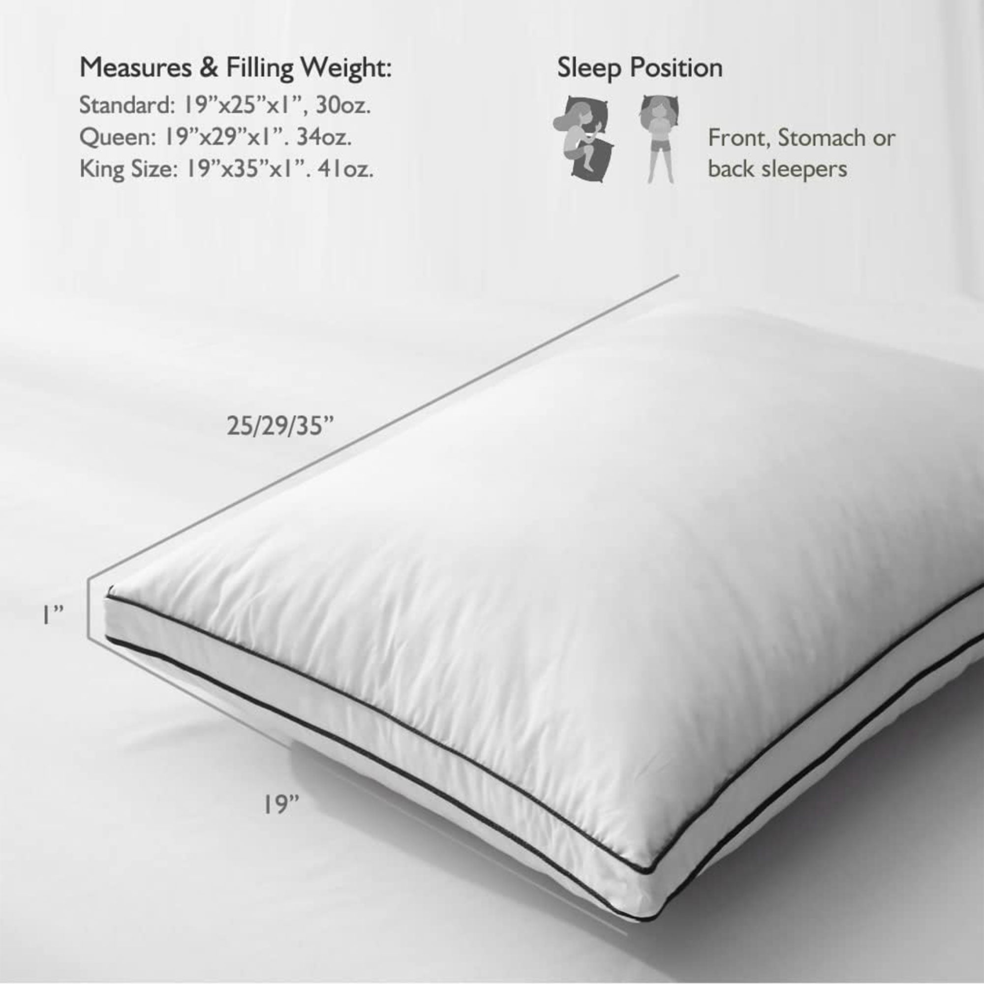 APSMILE Goose Feathers & Down Pillow w/Ultra Soft Cotton for Side Sleepers(Used) - VMInnovations
