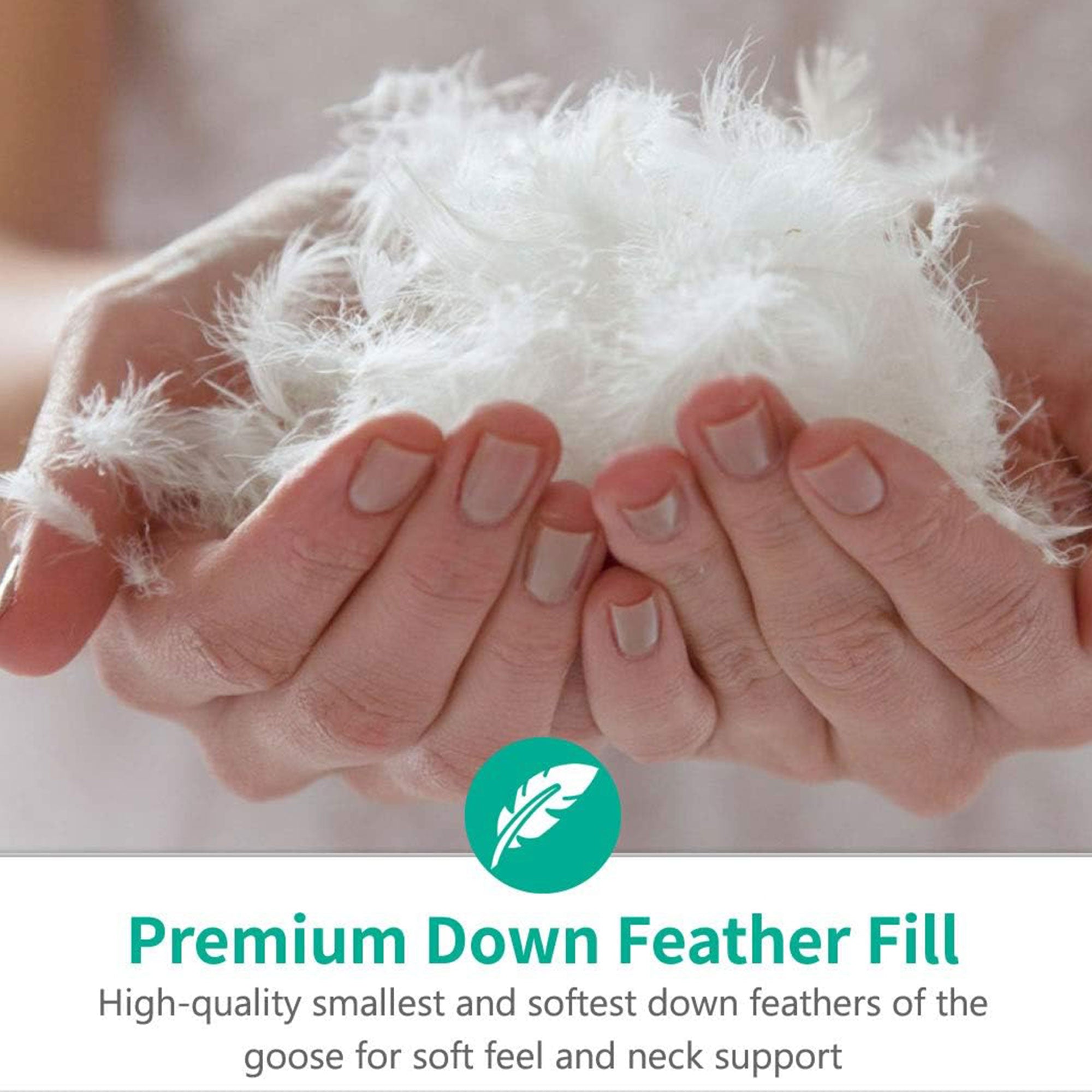APSMILE Goose Feathers & Down Pillow w/Ultra Soft Cotton for Side Sleepers(Used) - VMInnovations