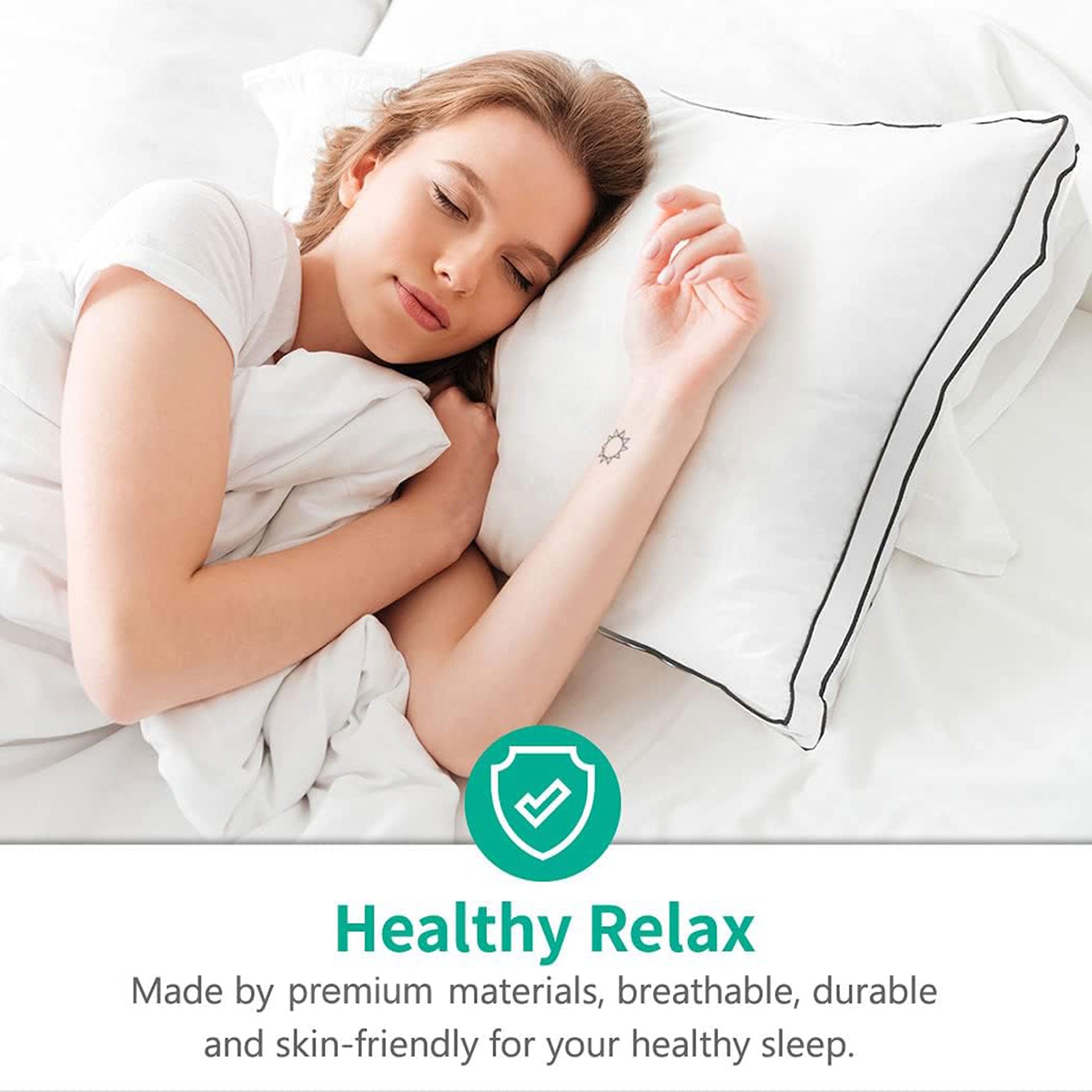 APSMILE Goose Feathers & Down Pillow w/Ultra Soft Cotton for Side Sleepers(Used) - VMInnovations