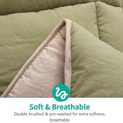 APSMILE Reversible All Season Down Alternative Full Queen Comforter, Green/Brown - VMInnovations