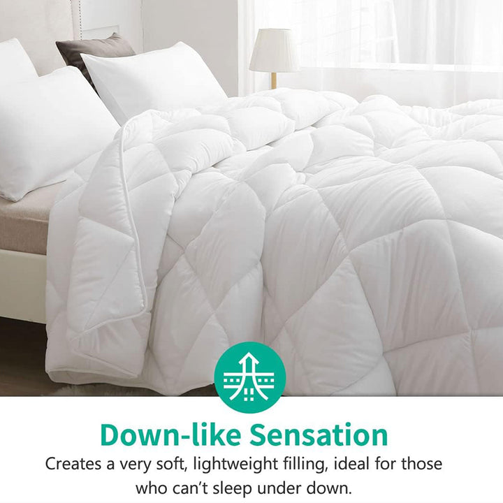 APSMILE Reversible All Season Down Alternative Full King Comforter, All White