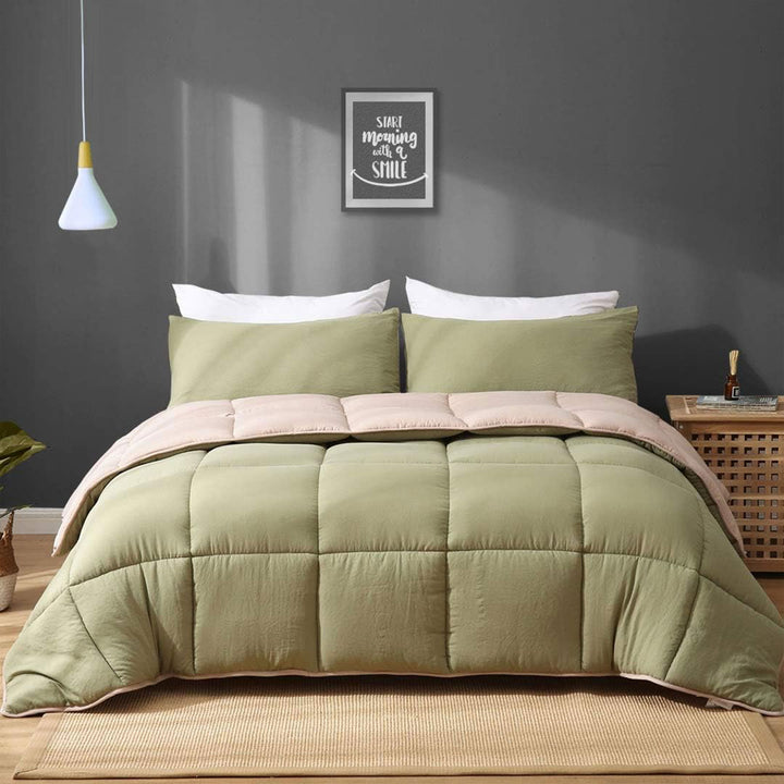 APSMILE Reversible All Season Down Full Twin Comforter, Green/Brown (Used) - VMInnovations