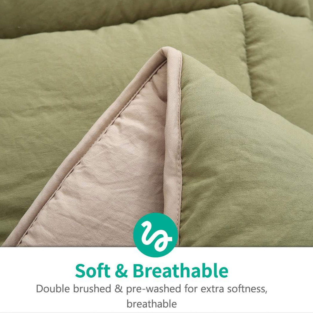 APSMILE Reversible All Season Down Full Twin Comforter, Green/Brown (Used) - VMInnovations