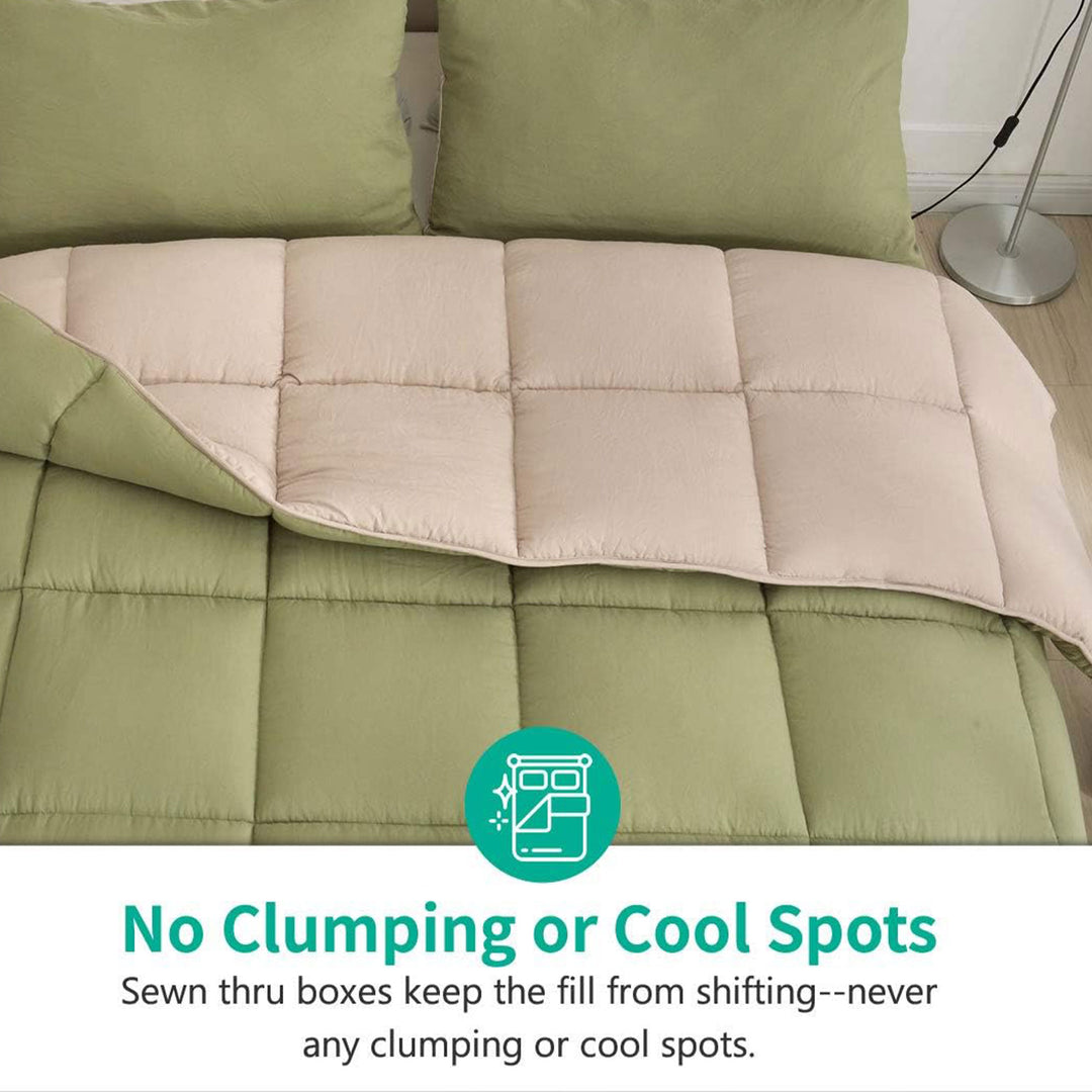APSMILE Reversible All Season Down Full Twin Comforter, Green/Brown (Used) - VMInnovations