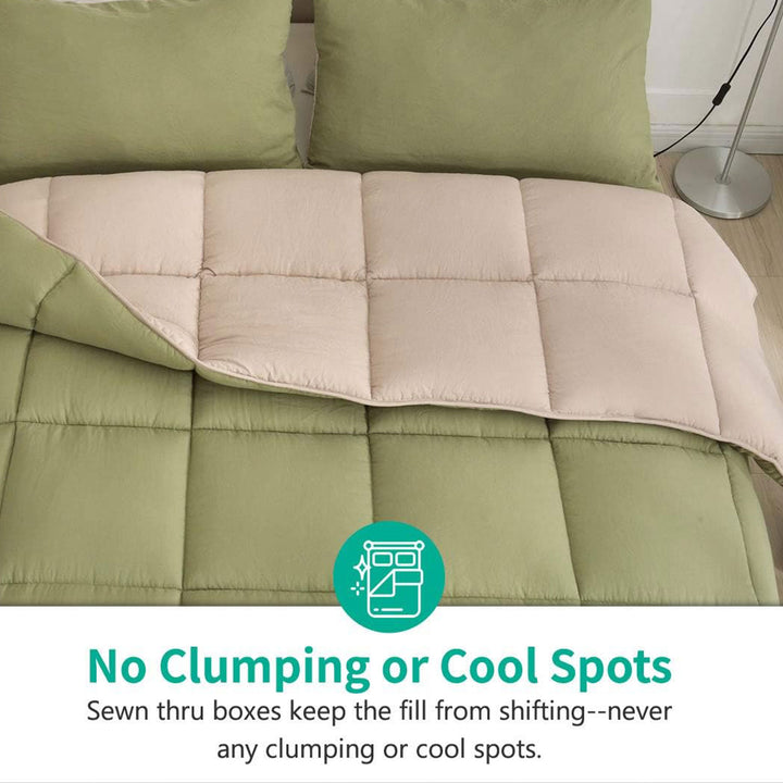APSMILE Reversible All Season Down Full Twin Comforter, Green/Brown (Used) - VMInnovations