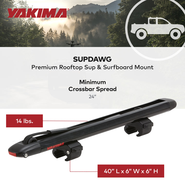 Yakima SupDawg Rooftop Stand Up Paddleboard & Surfboard Rack, Black (Open Box)