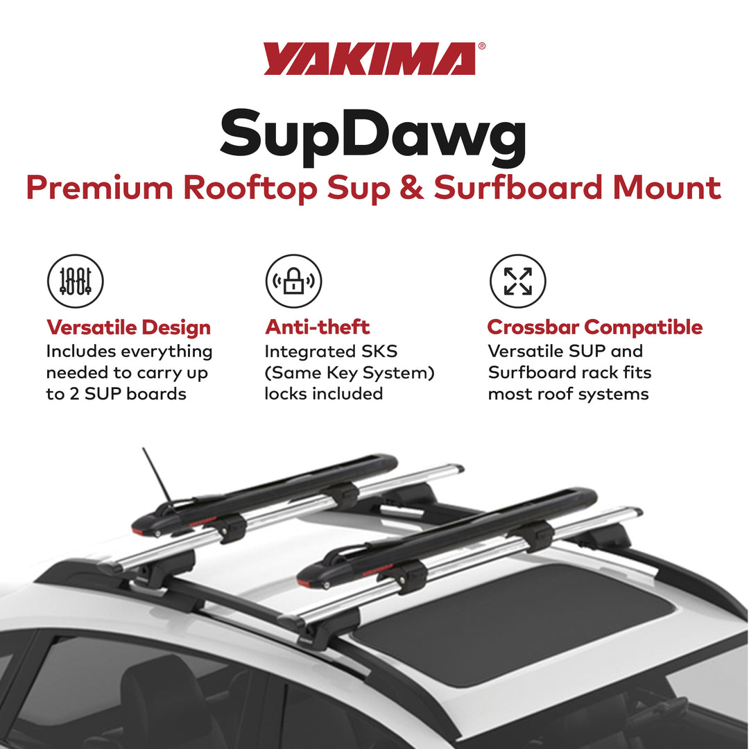 Yakima SupDawg Rooftop Stand Up Paddleboard & Surfboard Rack, Black (Open Box)
