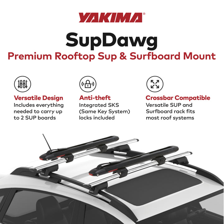 Yakima SupDawg Rooftop Stand Up Paddleboard & Surfboard Rack, Black (Open Box)