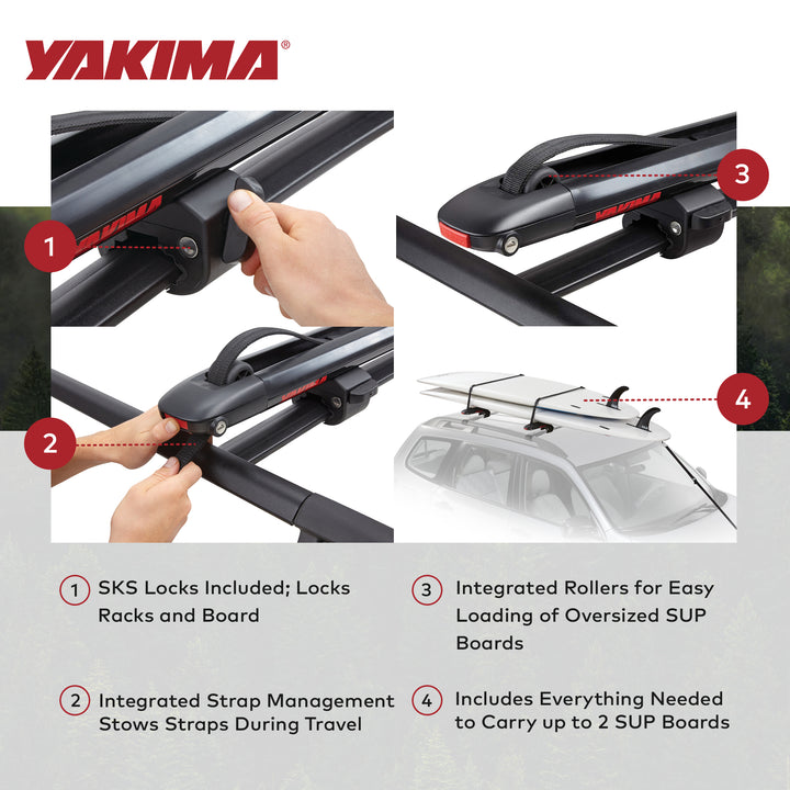 Yakima SupDawg Rooftop Stand Up Paddleboard & Surfboard Rack, Black (Open Box)