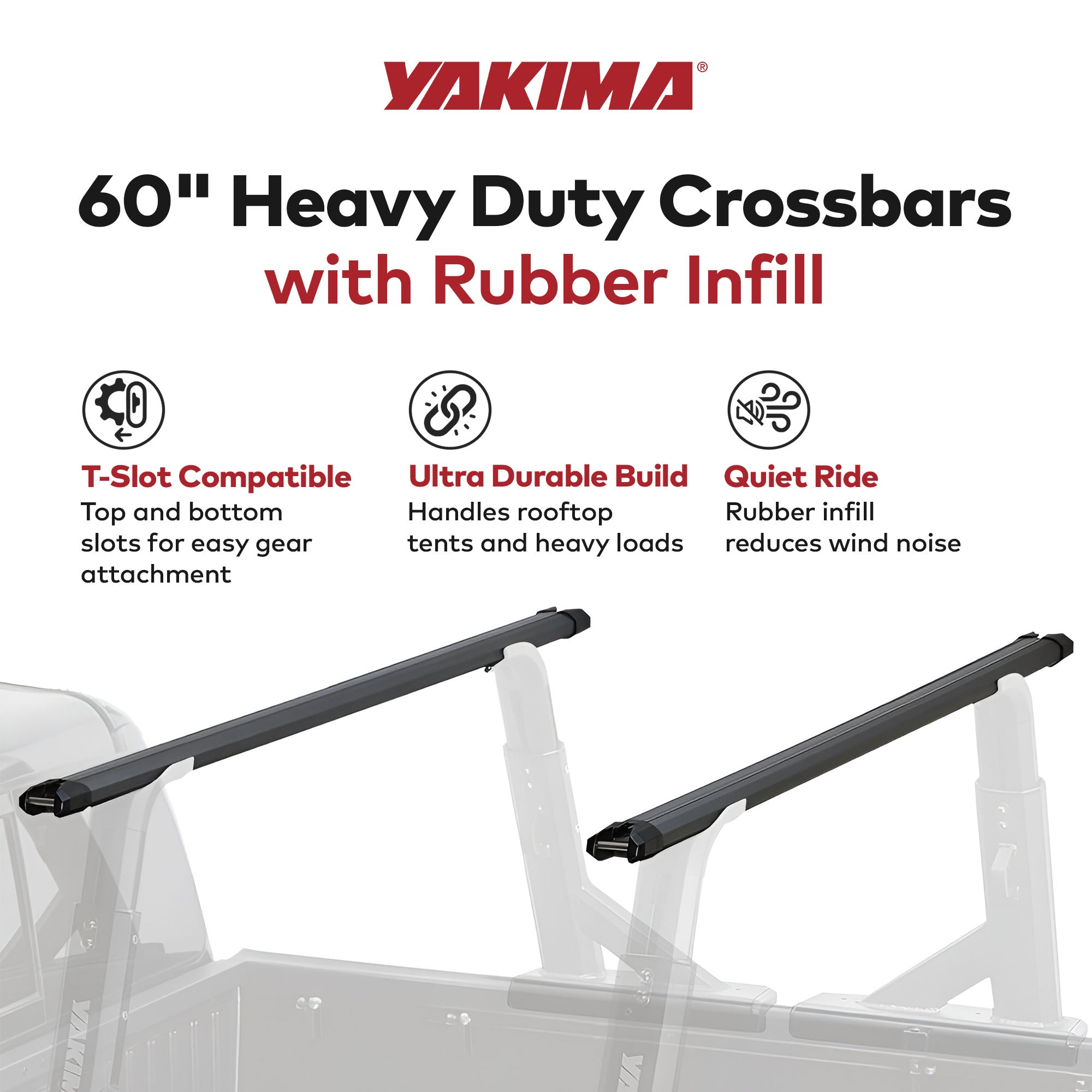 Yakima 60" Heavy Duty Crossbars w/Rubber Infill, Works w/StreamLine Towers(Used) - VMInnovations