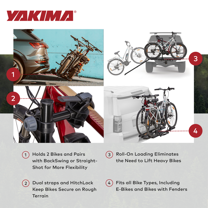 Yakima OnRamp 2" EBike Hitch Mounted Bike Rack Holds 2 Bicycles, Black(Open Box)