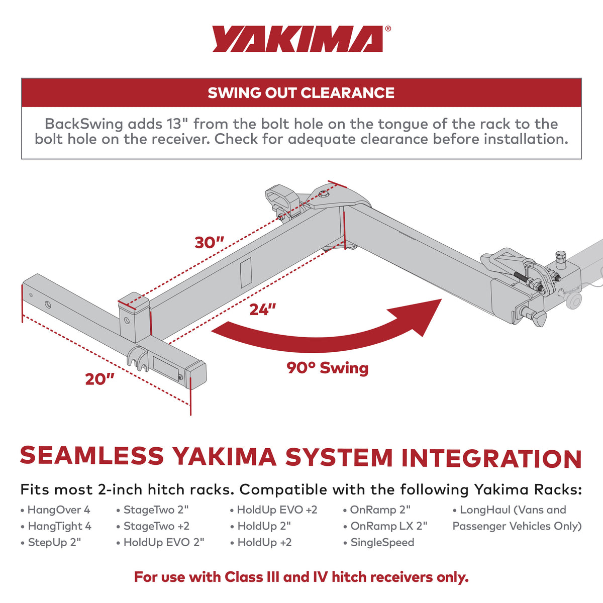 Yakima BackSwing Hitch Rack Swing Away Adapter, Compatible w/HoldUp EVO, Black