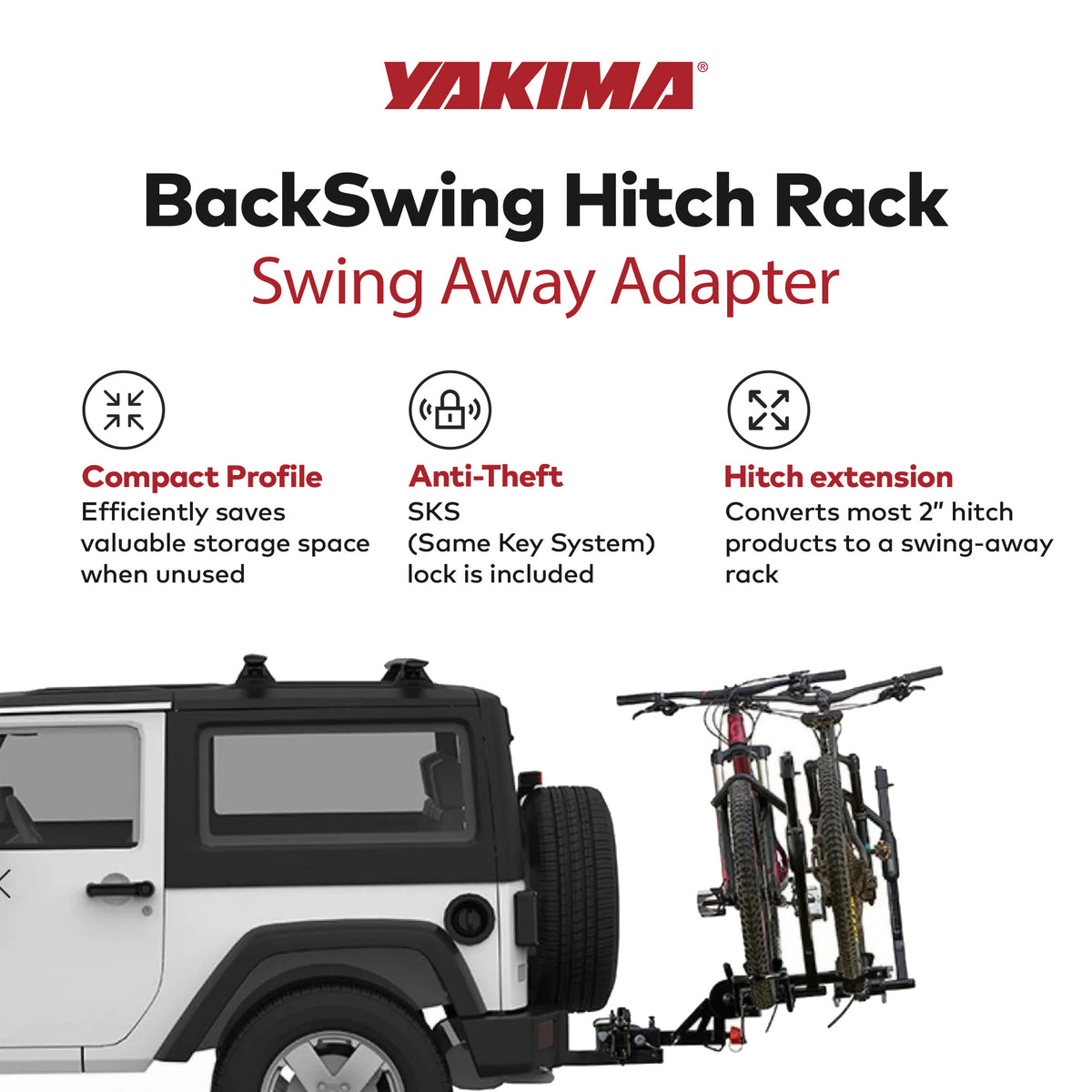 Yakima HoldUp 2" Bicycle Bike Rack, HoldUp Rack Extension & BackSwing Adapter