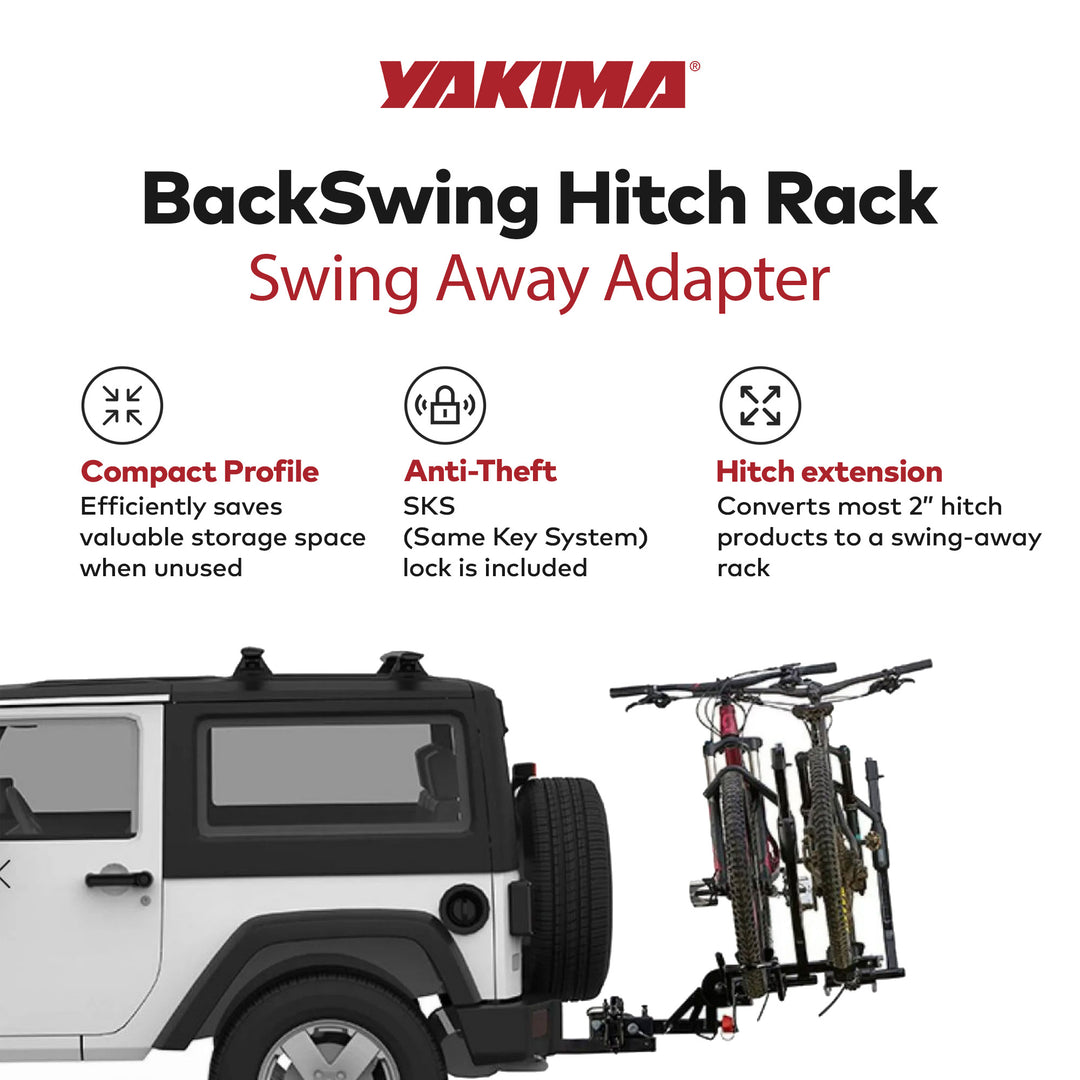 Yakima Hitch Mount Swing Away Rack Adapter for 2 Inch Receivers, Black(Open Box)