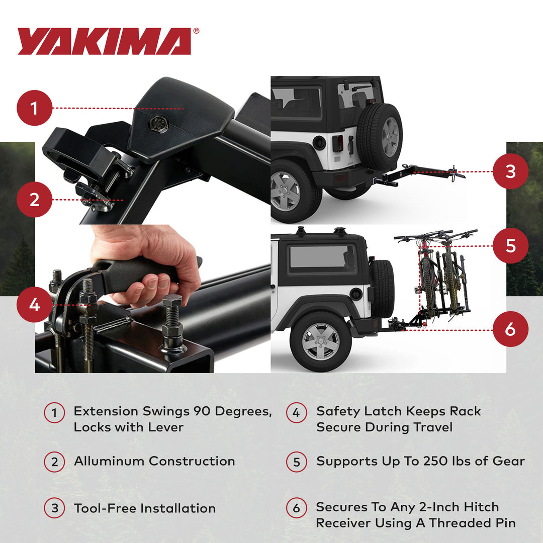 Yakima Hitch Mount Swing Away Rack Adapter for 2 Inch Receivers, Black(Open Box)
