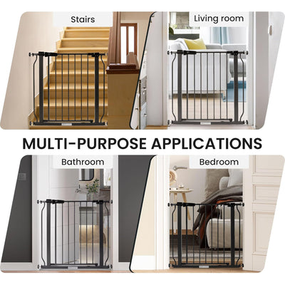 BalanceFrom Walk-Thru Safety Gate for Baby and Pets, 29.1-33.8"W, 30"H, Graphite