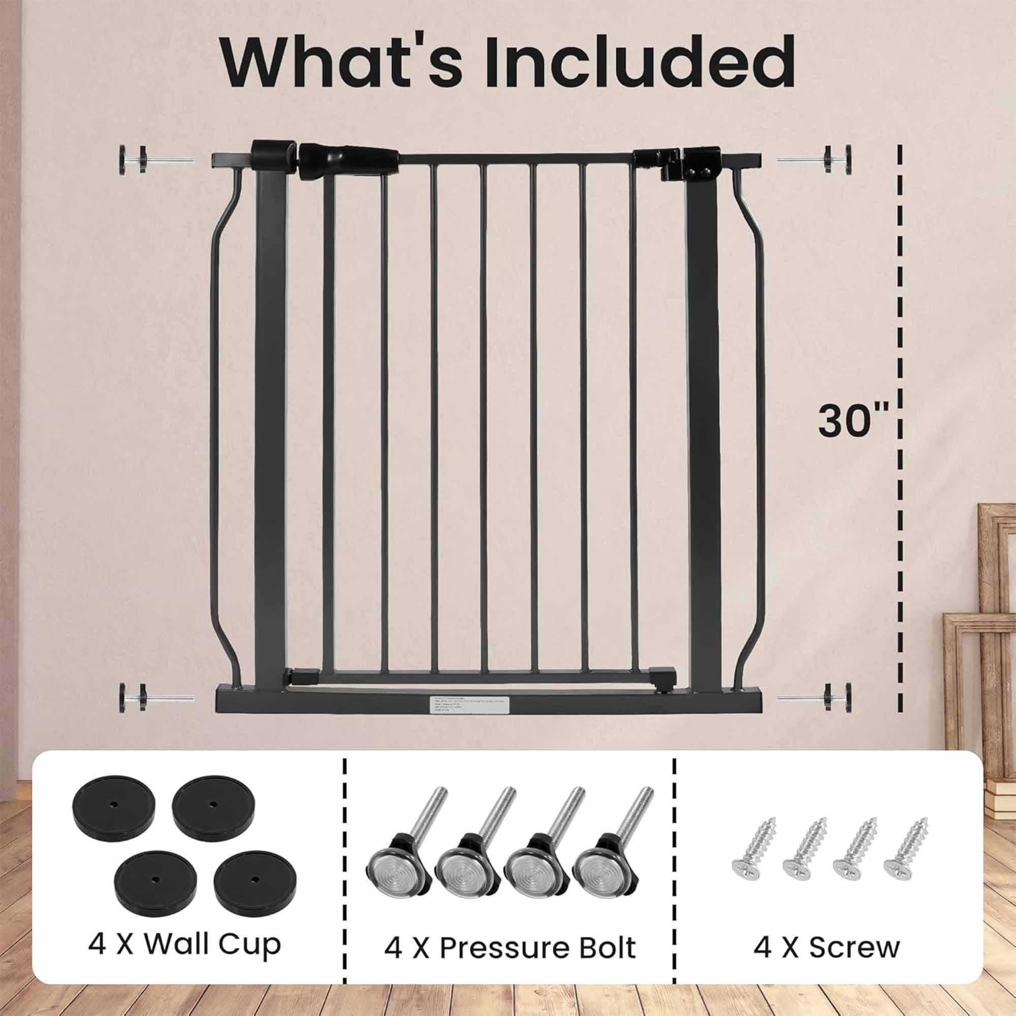 BalanceFrom Walk-Thru Baby/Pet Safety Gate, 29.1-33.8"W, 30"H Graphite(Open Box)