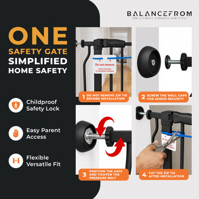 BalanceFrom Walk-Thru Safety Gate, 29.1-33.8"W, 30"H, Graphite (Used) - VMInnovations