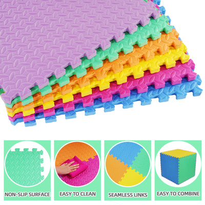 BalanceFrom 24 sq. ft. Interlocking Foam Exercise Mat Tiles, Multicolor (Used)