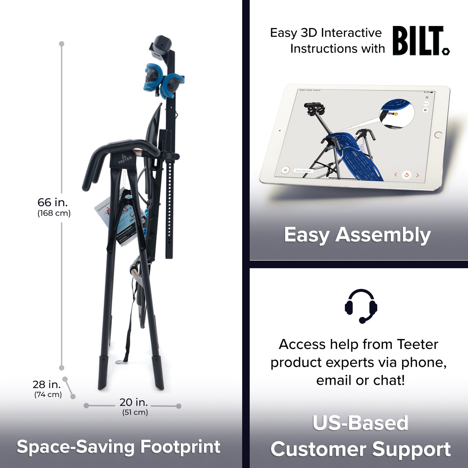 TEETER Inversion Table w/ComforTrak Backrest for Back & Muscle Pain, Black(Used) - VMInnovations