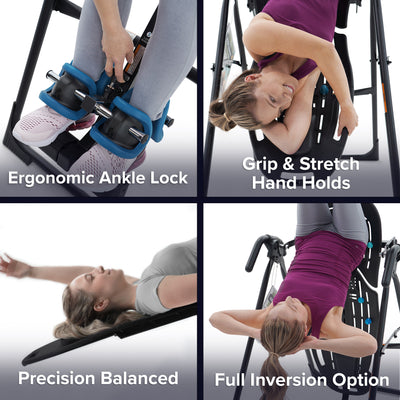 TEETER Inversion Table w/ComforTrak Backrest for Back & Muscle Pain, Black(Used) - VMInnovations